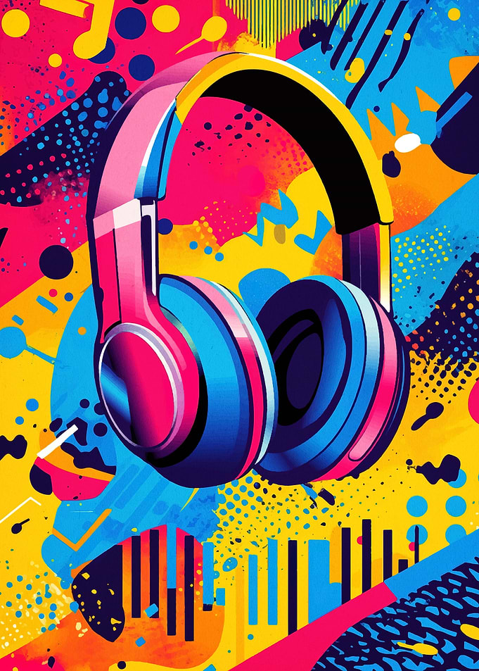 Headphones on a Colorful Background