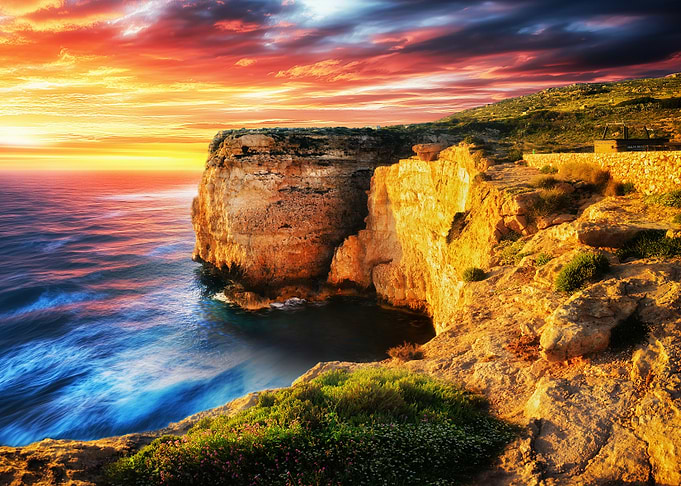 Malta Sunset Cliffs Seascape