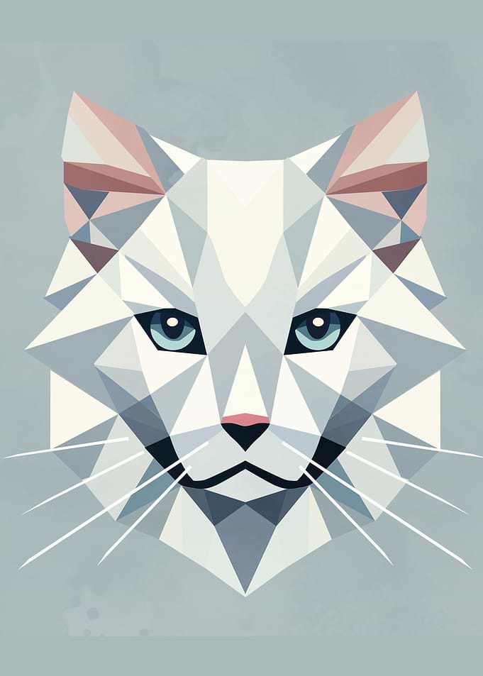 Geometric Cat – Minimalist Low Poly Portrait for Modern Interiors