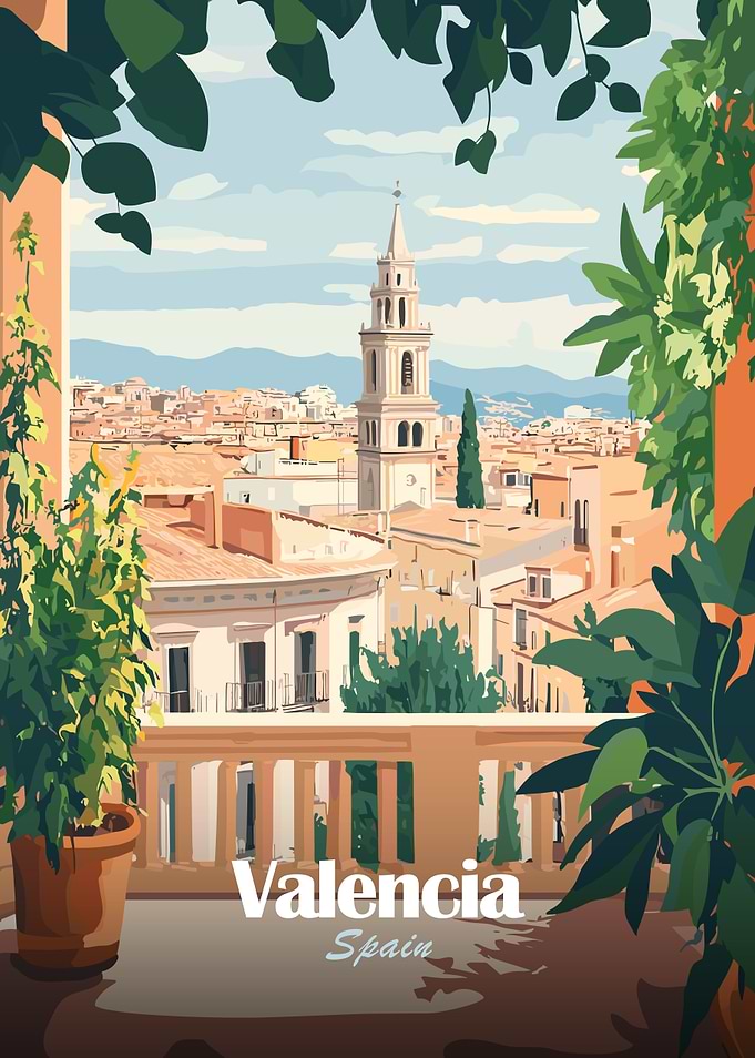 Valencia Cityscape Poster