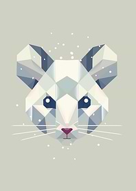 Geometric Snow Mouse – Minimalist Low Poly Winter Animal