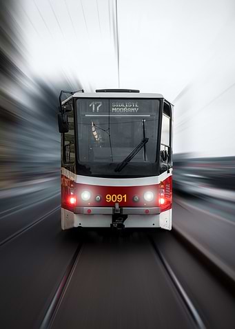 Tram in Prague in Motion