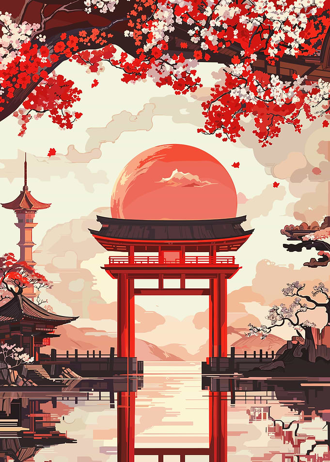Japanese Temple Sunset