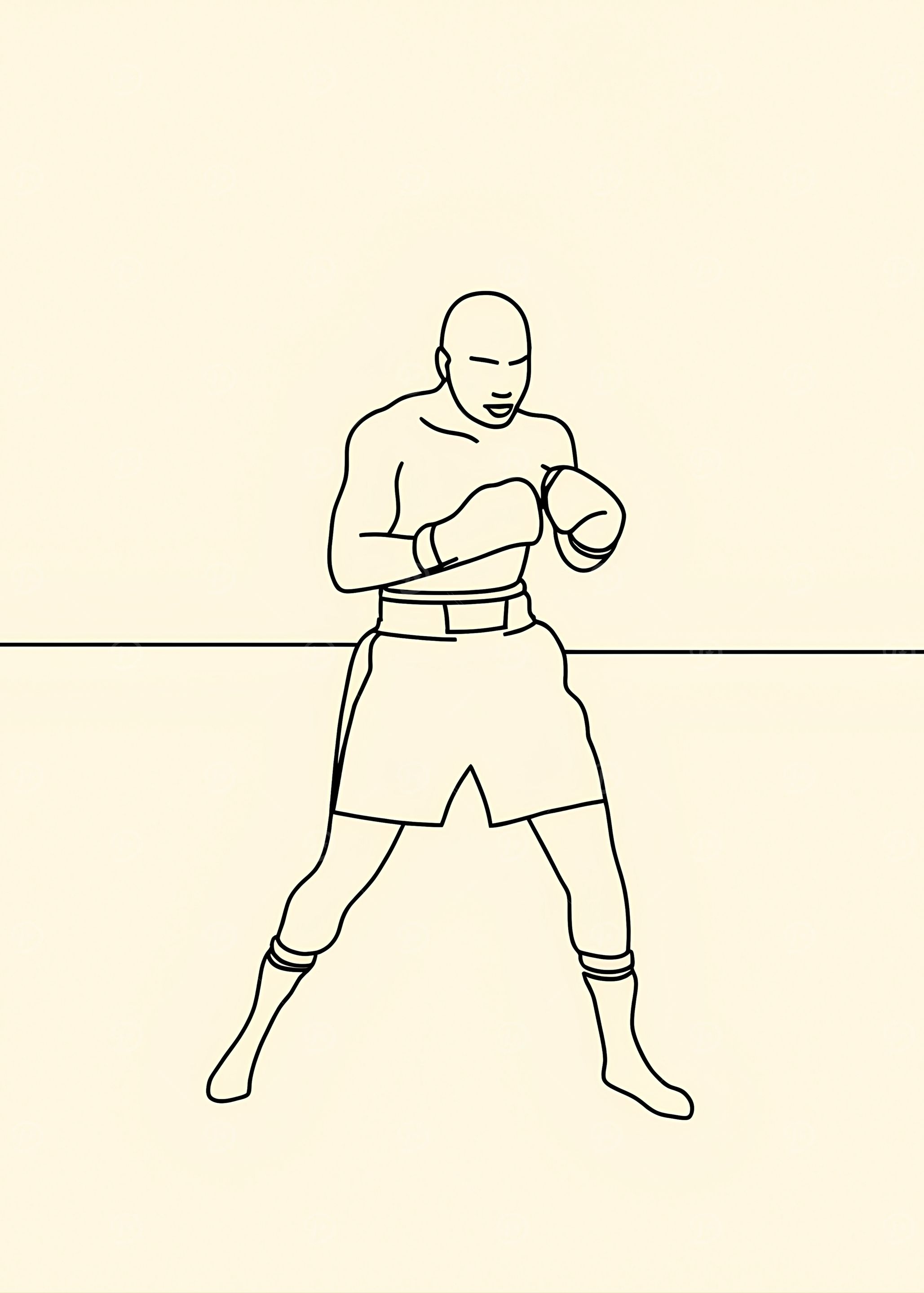 Boxing Minimalist Line Art