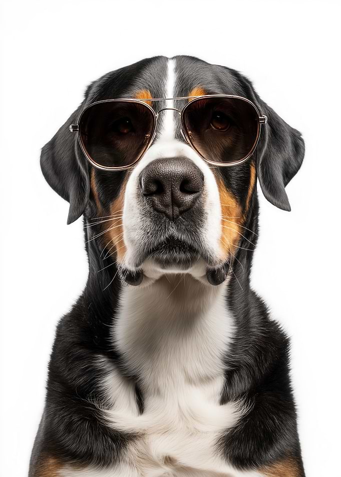 Cool Greater Swiss Mountain Dog in Sunglasses