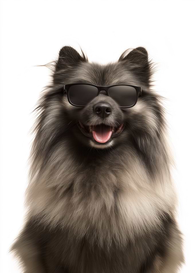 Cool Keeshond Dog in Sunglasses