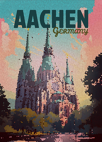 Aachen Germany Vintage Mosaic Poster
