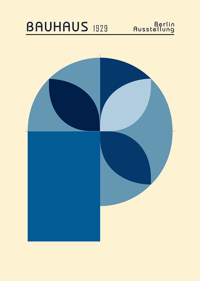 Bauhaus Blue Minimalist Geometric