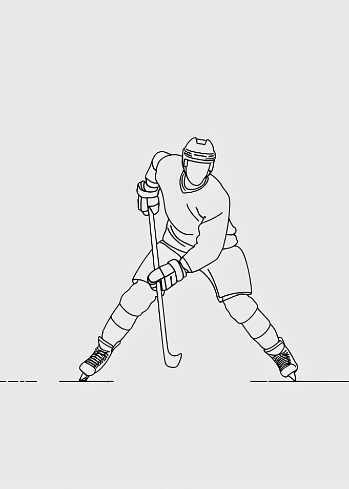 Ice Hockey Player Minimalist Line Art