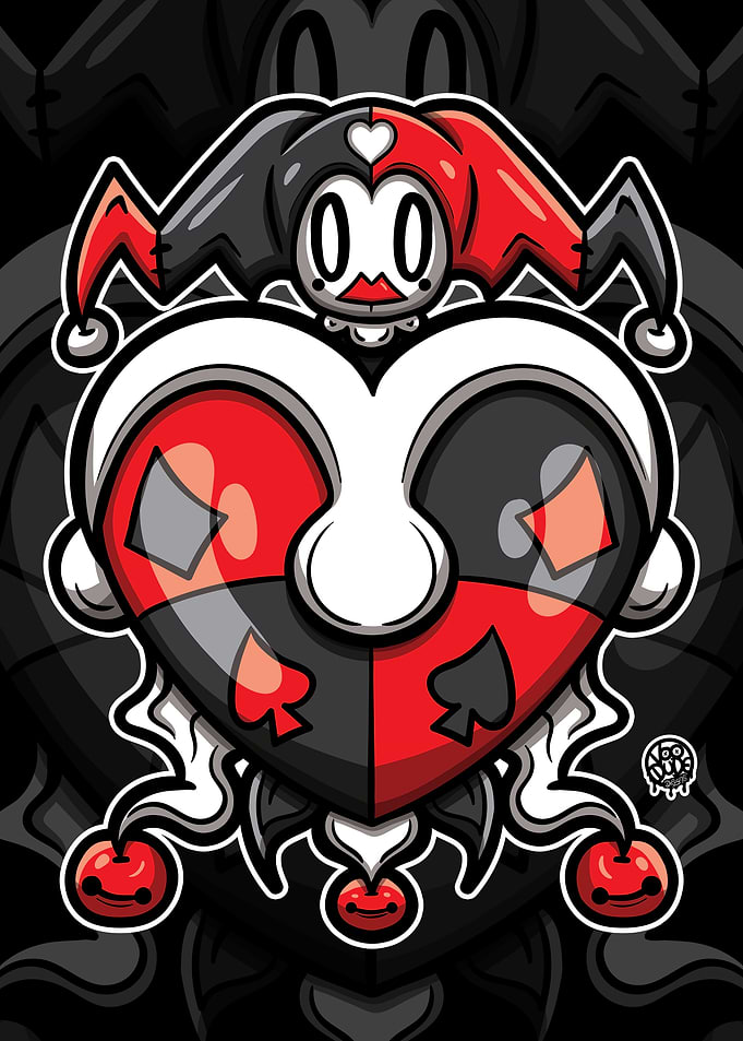 Jester Heart Card Design