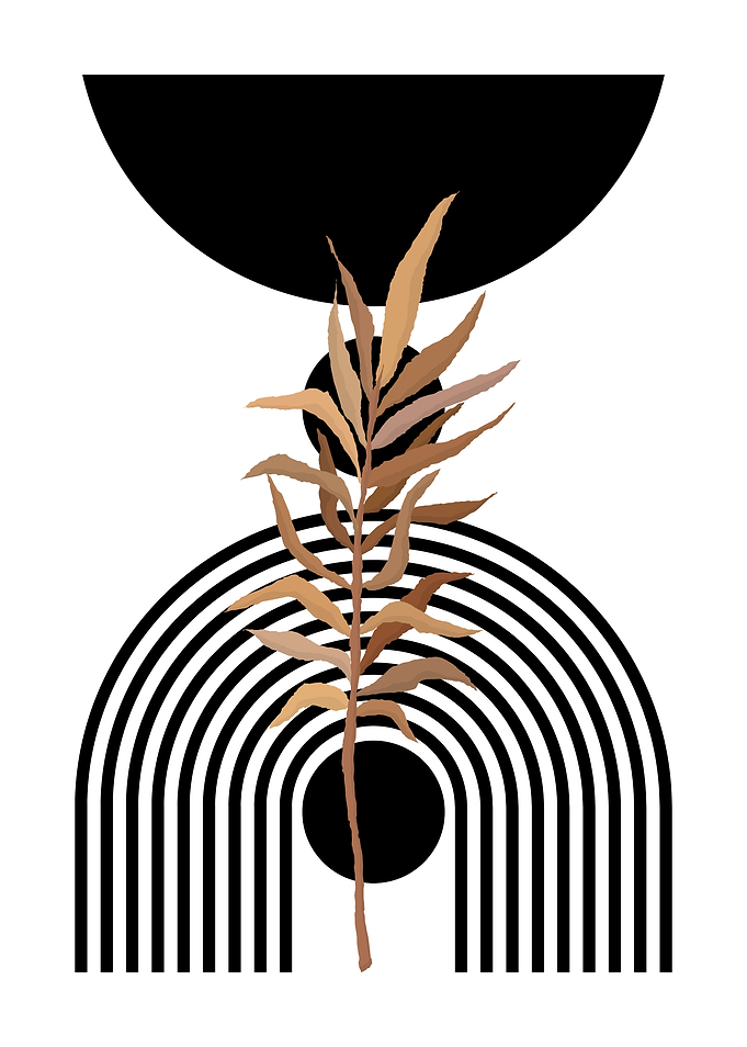 Abstract Branch with Geometric Shapes