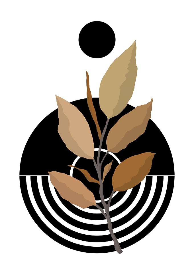 Minimalist Branch with Black Circles