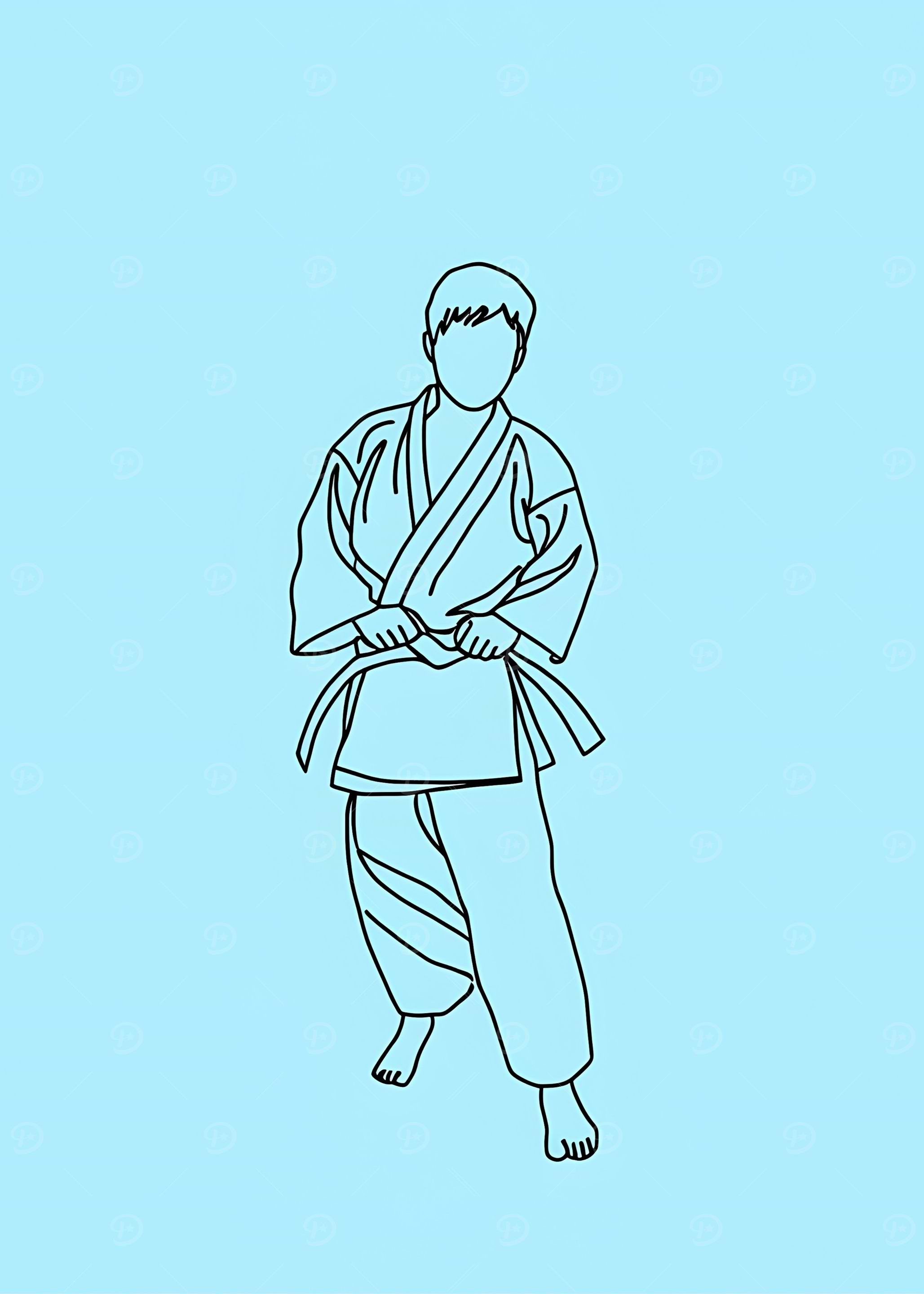 Karate Kid Minimalist Line Art