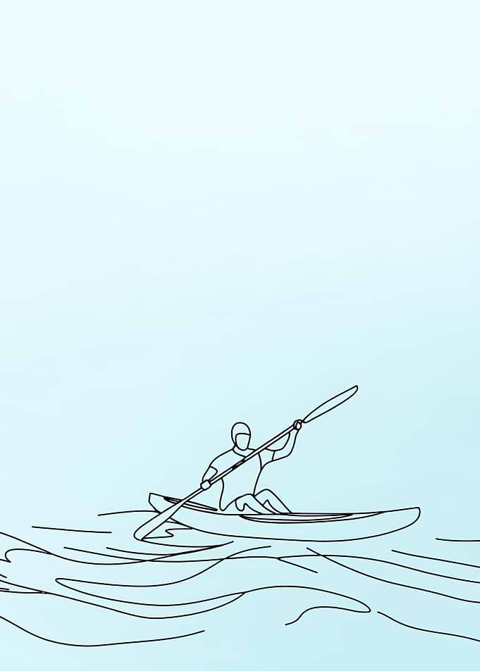 Kayaking Minimalist Line Art