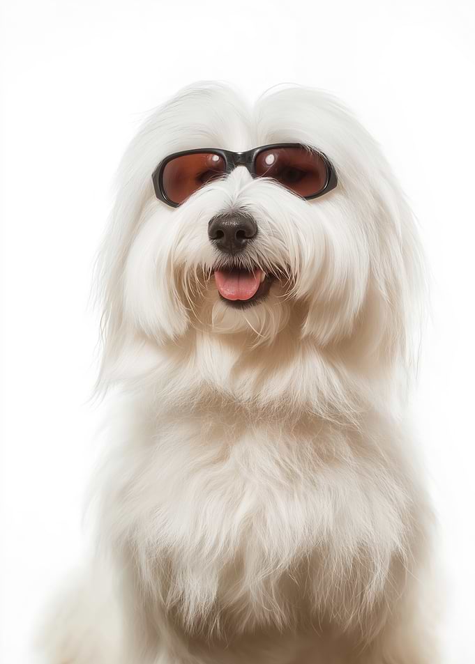 Cool Coton de Tulear Dog Wearing Sunglasses