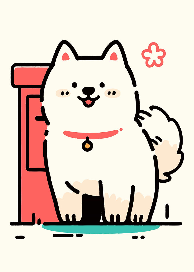 Cute White Dog Illustration