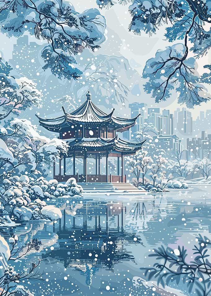 Snowy Pagoda in Winter
