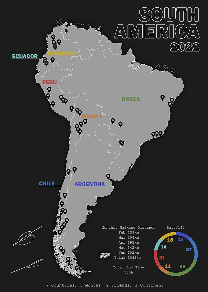 South America Travel Map 2022