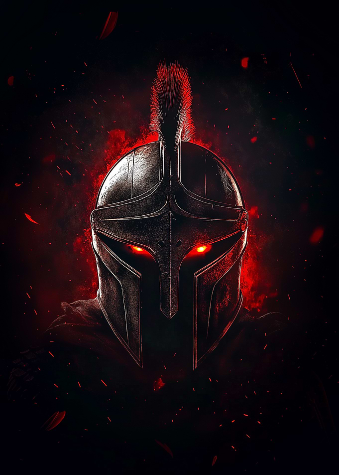 Spartan Warrior Helmet Red Eyes