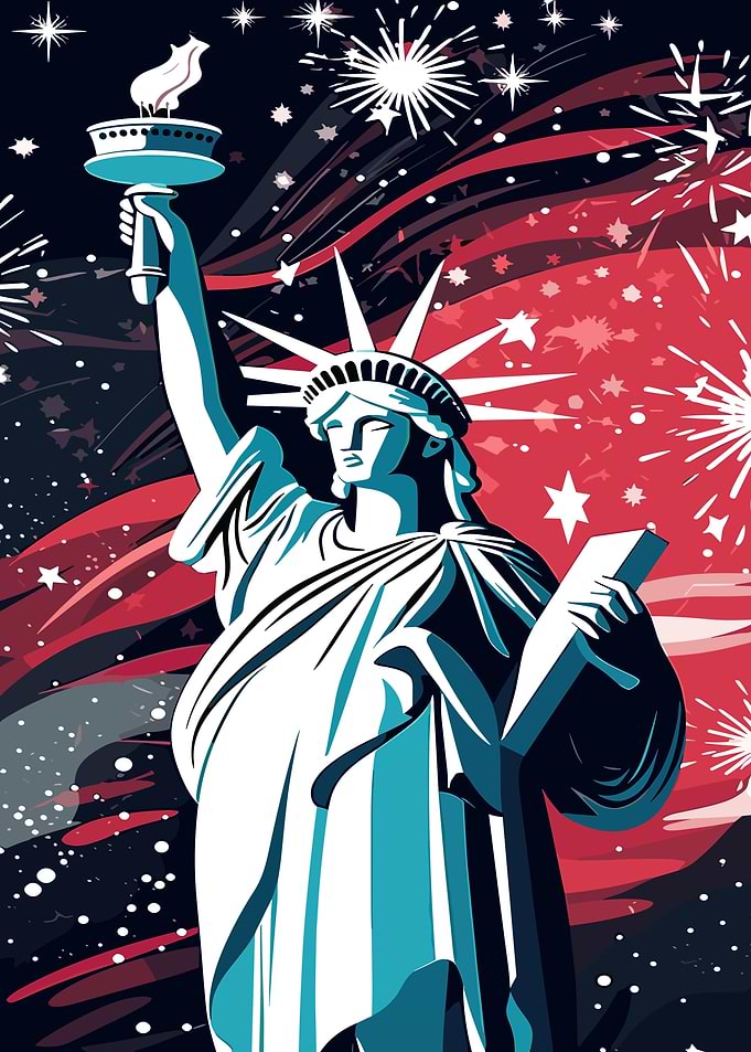 Statue of Liberty with Fireworks