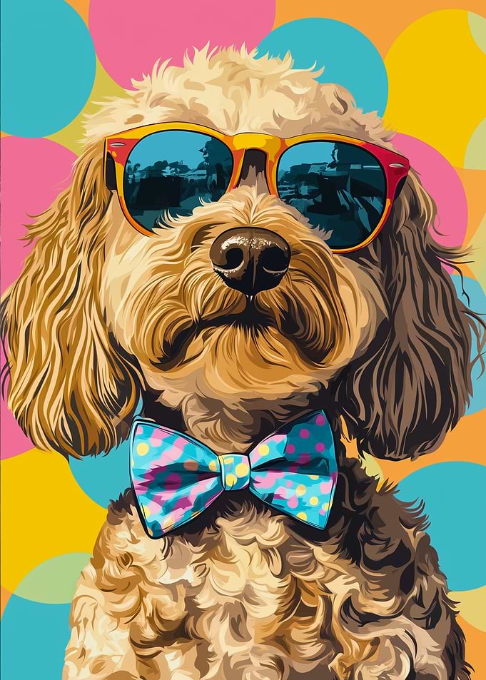 Poodle Doodle Dog Sunglasses Pop Art