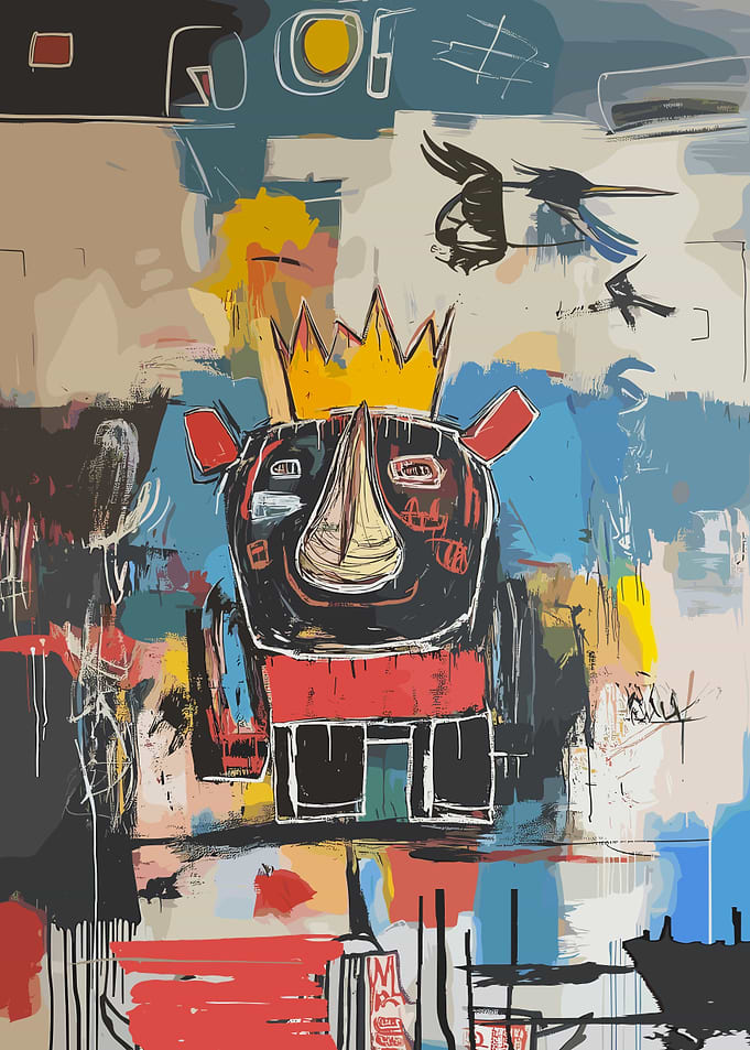 Pop Art Rhino King Abstract Poster