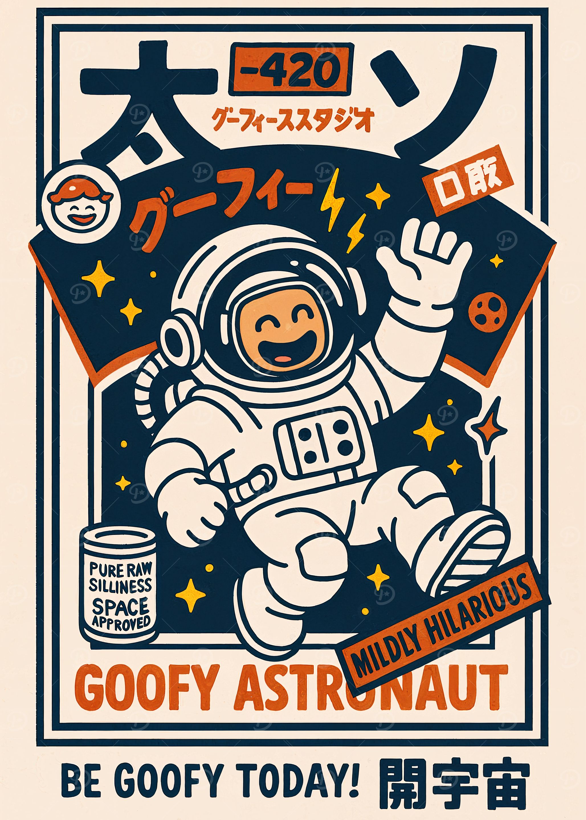Goofy Astronaut Retro Print