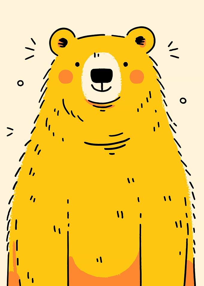 Smiling Yellow Bear Illustration