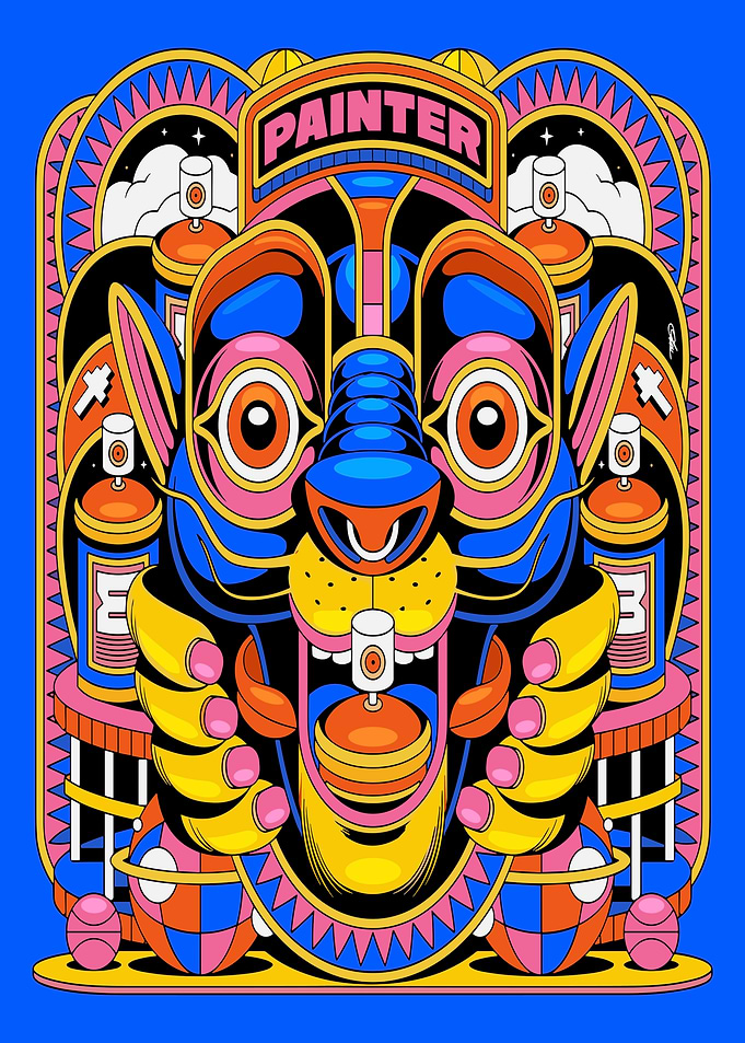 Painter Animal Illustration