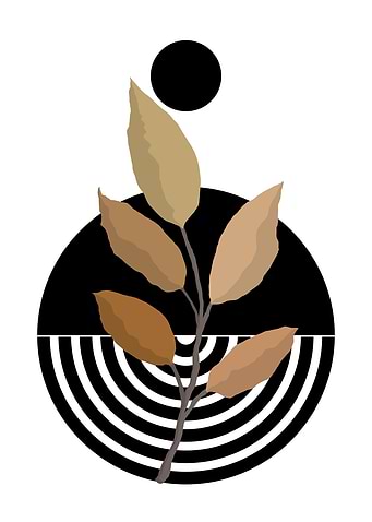 Minimalist Branch with Black Circles