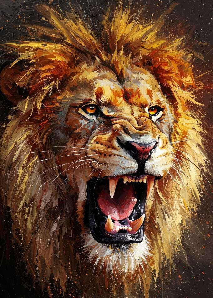Roaring Lion Painting