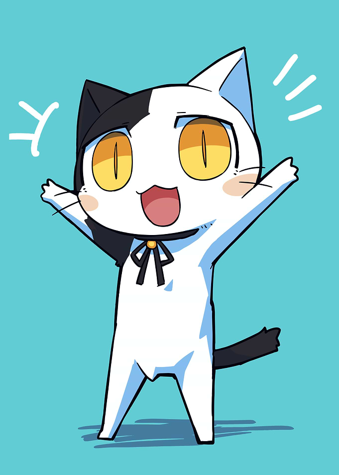 Excited Cartoon Cat