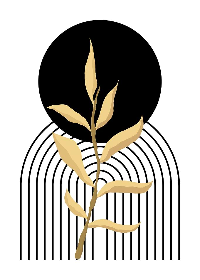 Golden Branch Abstract Art