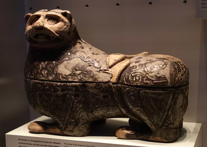 Lion-Shaped Wooden Chest