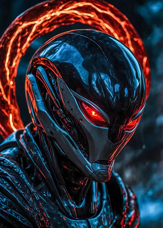 Cyberpunk Robot with Glowing Halo