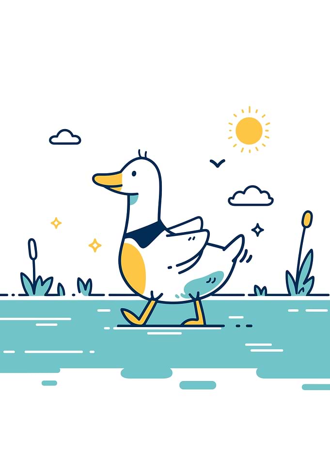 Cute Duck Walking by the Lake