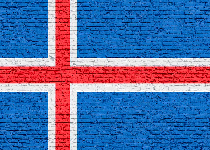 Iceland Flag on Brick Wall