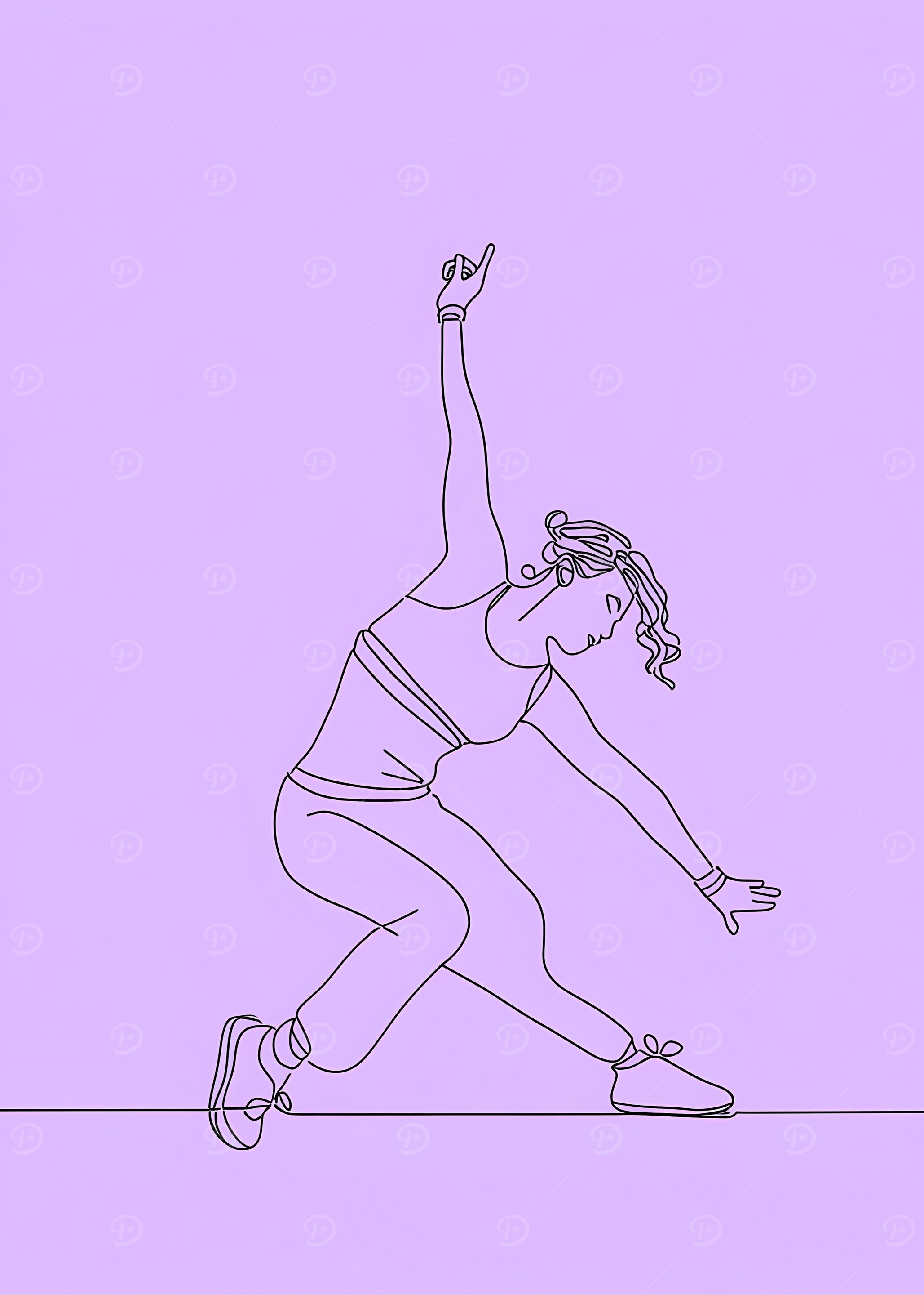 Woman Athlete Minimalist Line Art