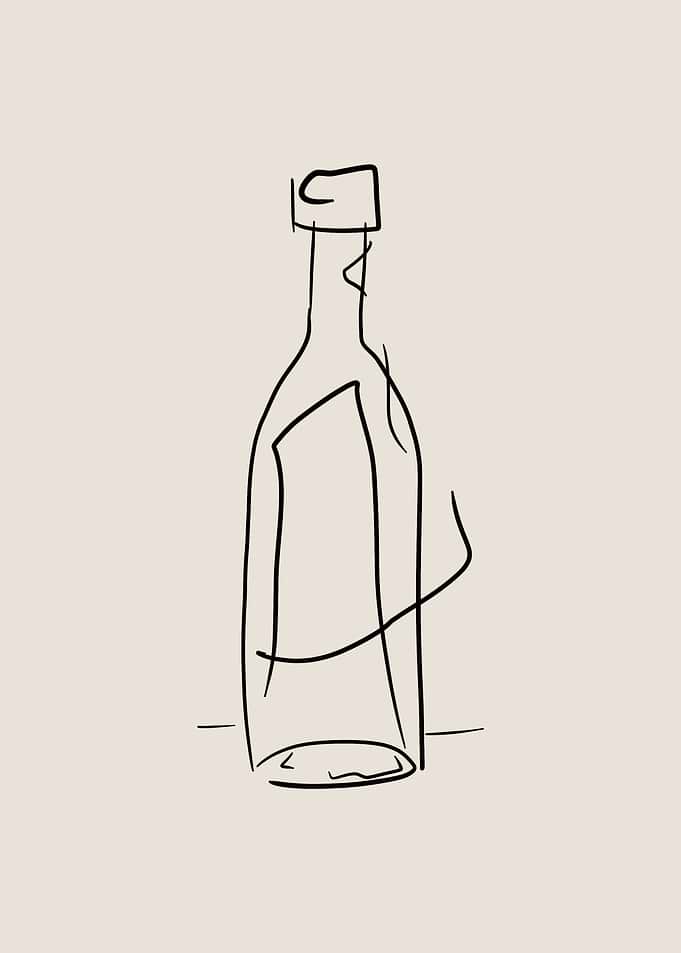 Wine Bottle Line Art