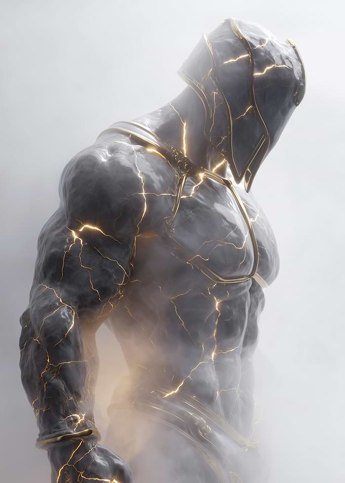 Stone Warrior with Golden Accents