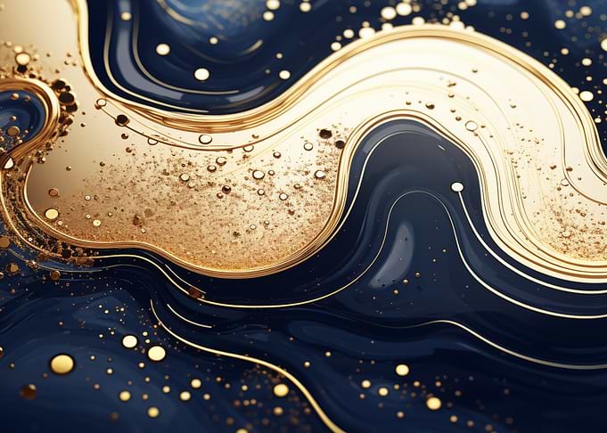 Abstract Gold and Blue Swirls