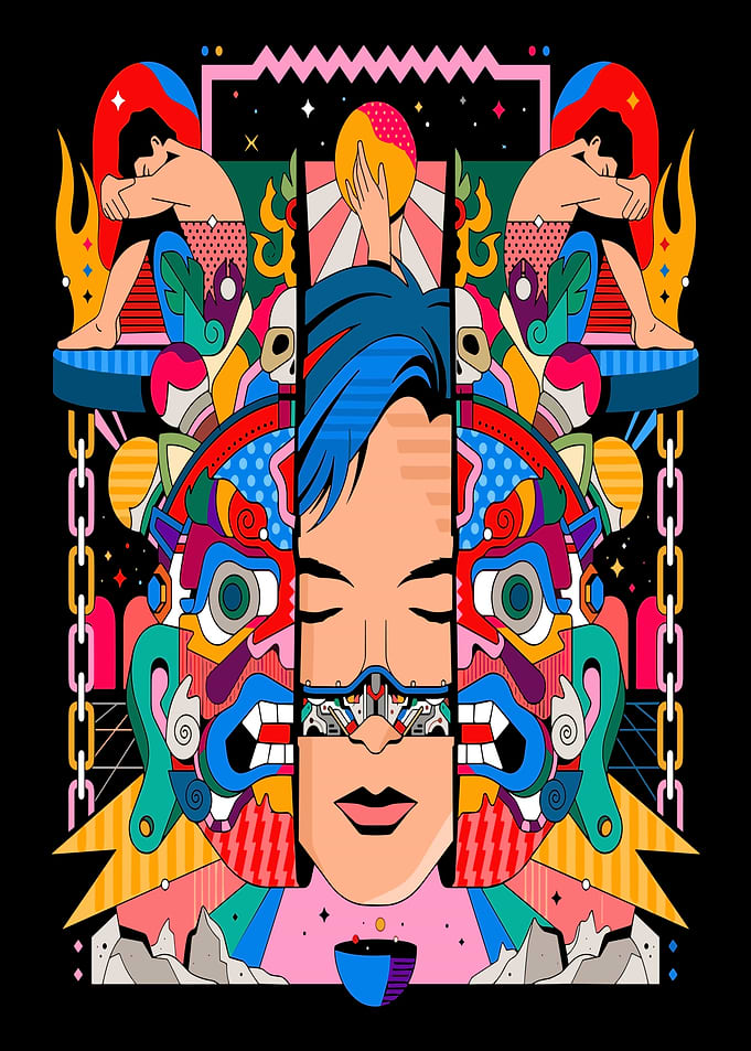 Abstract Face with Masks