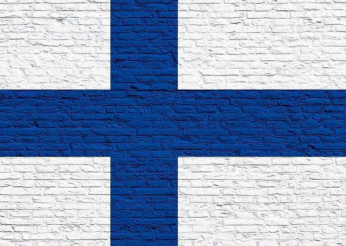 Finnish Flag on Brick Wall - Finland
