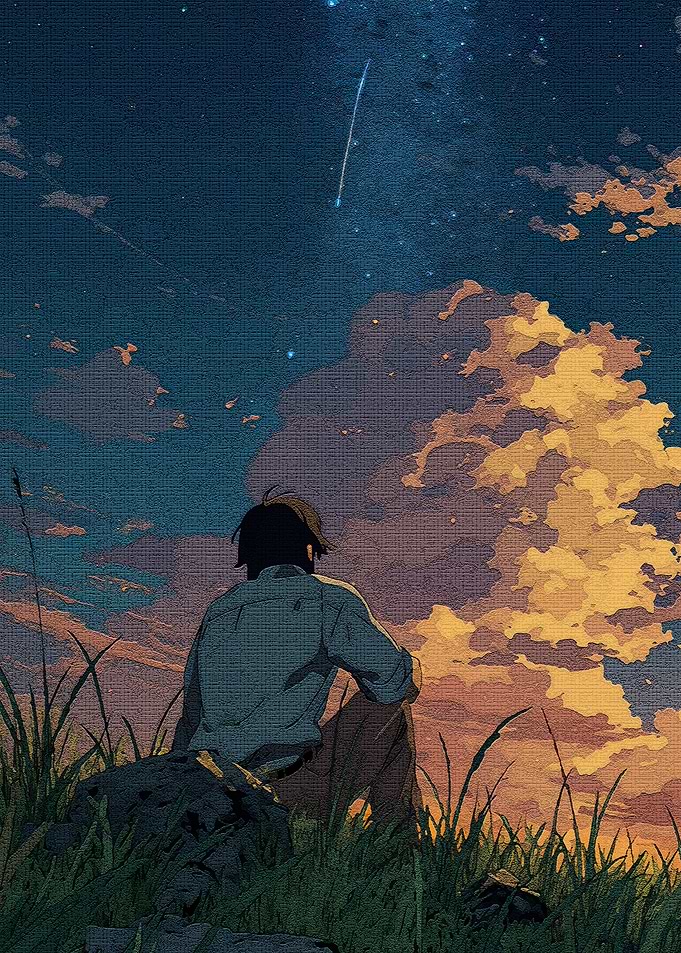 Lonely Figure Starry Sky