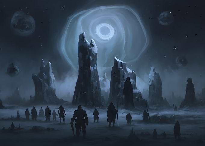Silhouettes in a Mystical Landscape