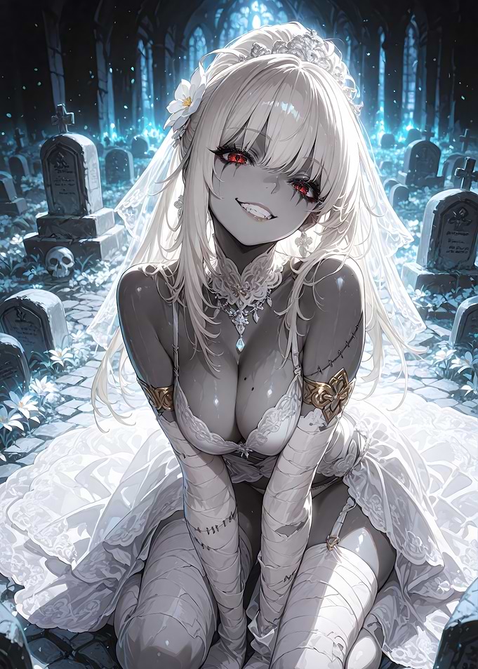 Zombie Bride in Graveyard