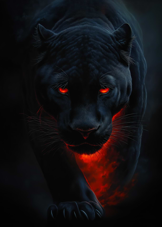 Black Panther with Glowing Eyes