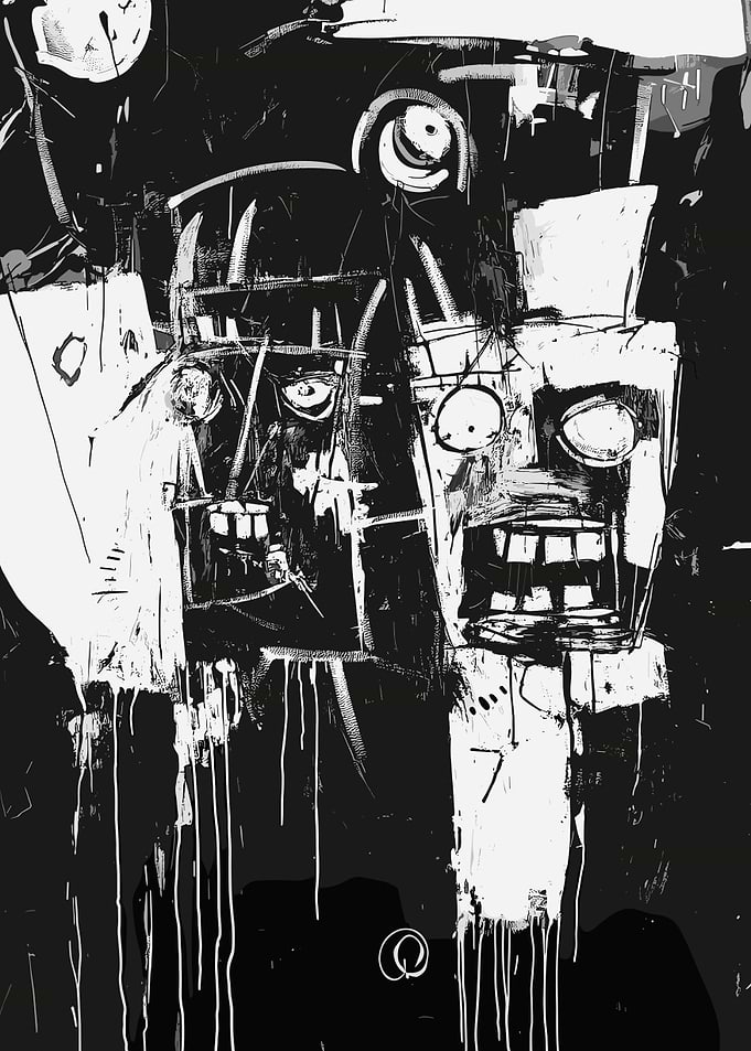 Black and White Abstract Figures