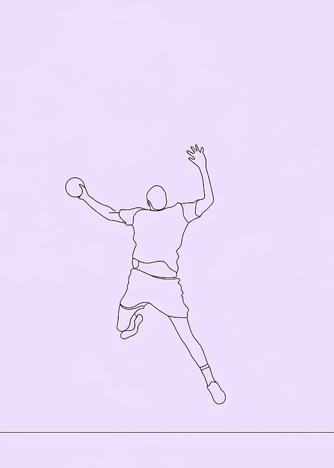 Handball Player Minimalist Line Art