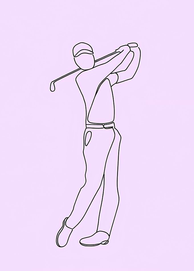 Golf Swing Minimalist Line Art